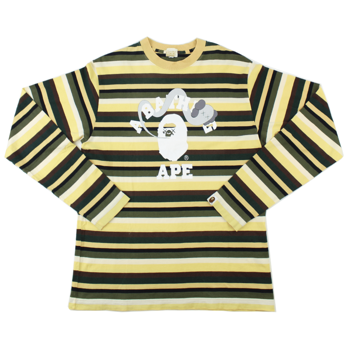 Bape x Kaws College Logo yellow Striped LS - Main Image