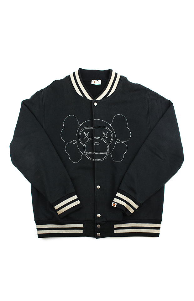 Bape x Kaws Milo Stencil varsity Jacket Black – SARUGENERAL