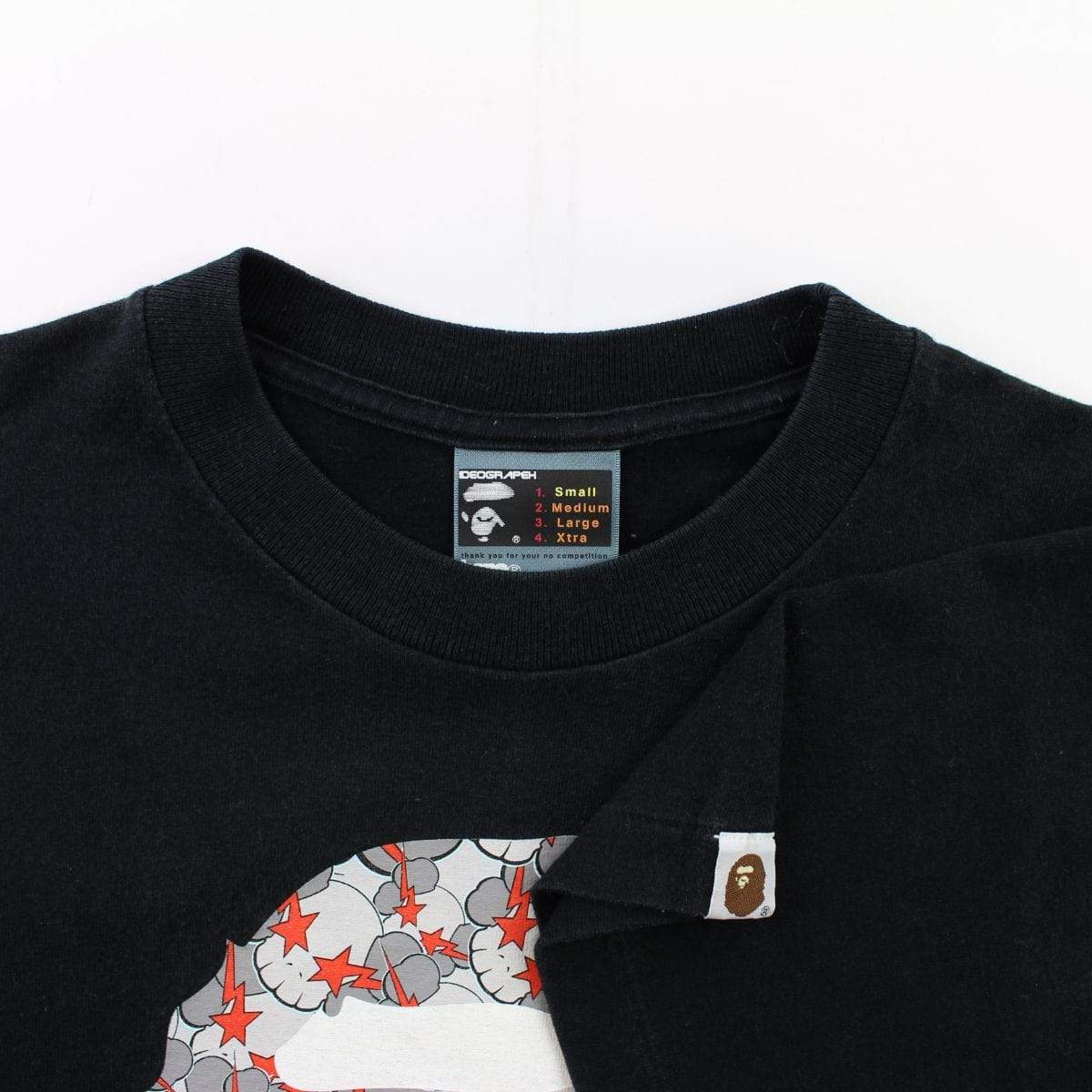 Bape x Kaws Skullsta Big Ape Logo Tee Black - SaruGeneral