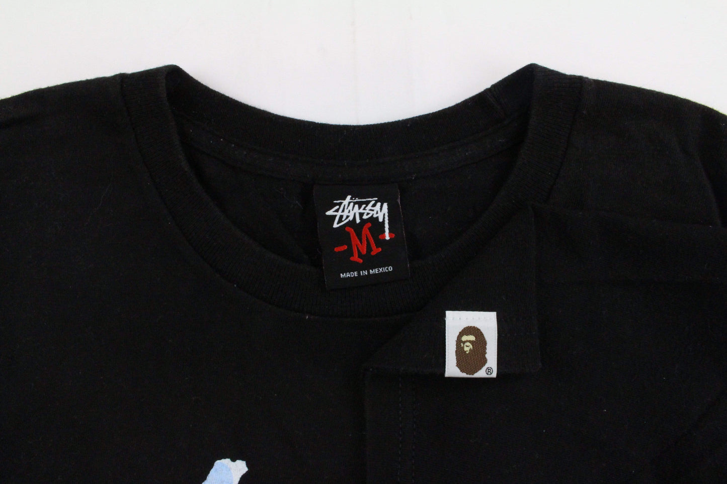 Bape x Stussy Blue ABC Camo Tee Black - SaruGeneral