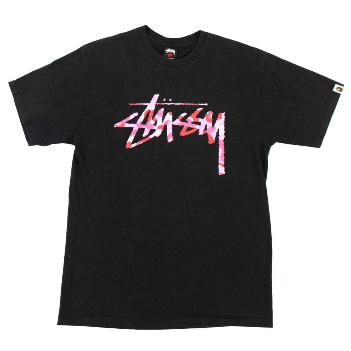 Bape x Stussy Pink Camo Logo Tee Black – SARUGENERAL