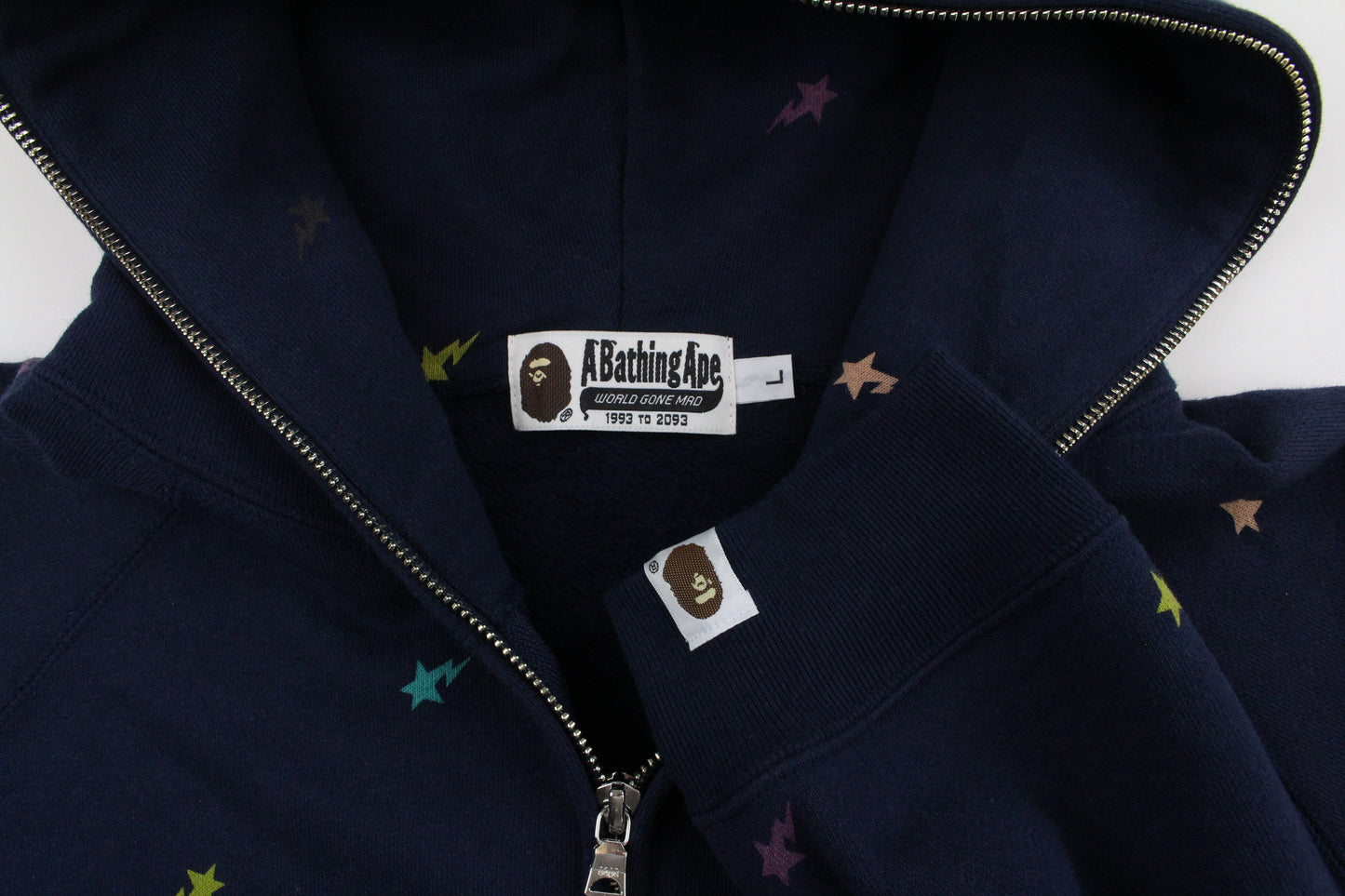 Bapesta Allover Multicolour Fullzip Hoodie Navy - SaruGeneral
