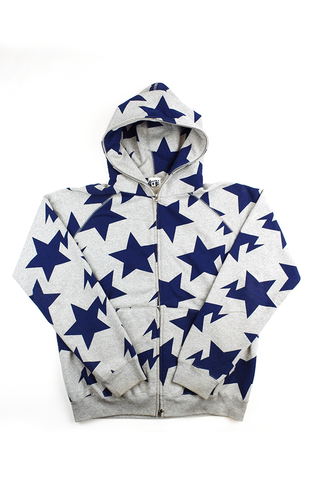 Bapesta Blue Zip Hoodie Grey