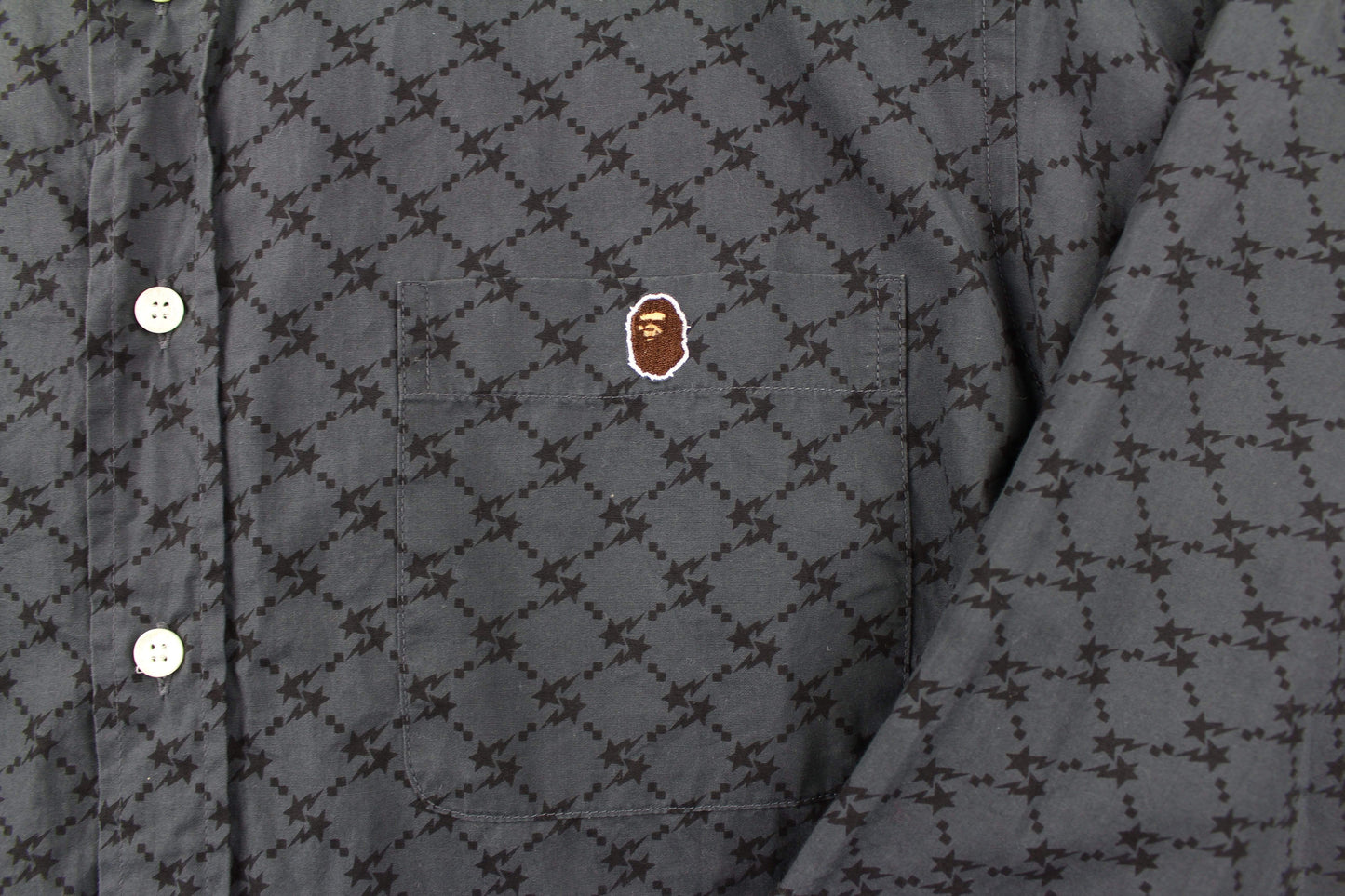 Bapesta point Ape Logo Monogram Shirt Grey - SaruGeneral