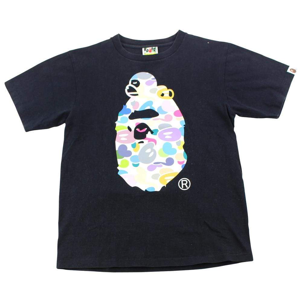 Bape Multi Camo Sleeping Milo Big Ape Logo Tee Black - SaruGeneral