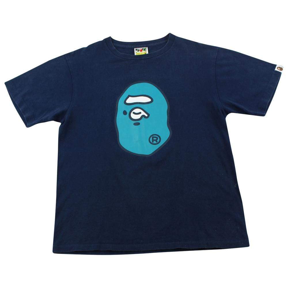 Bape Pin Blue Big Ape Logo Tee Navy - SaruGeneral