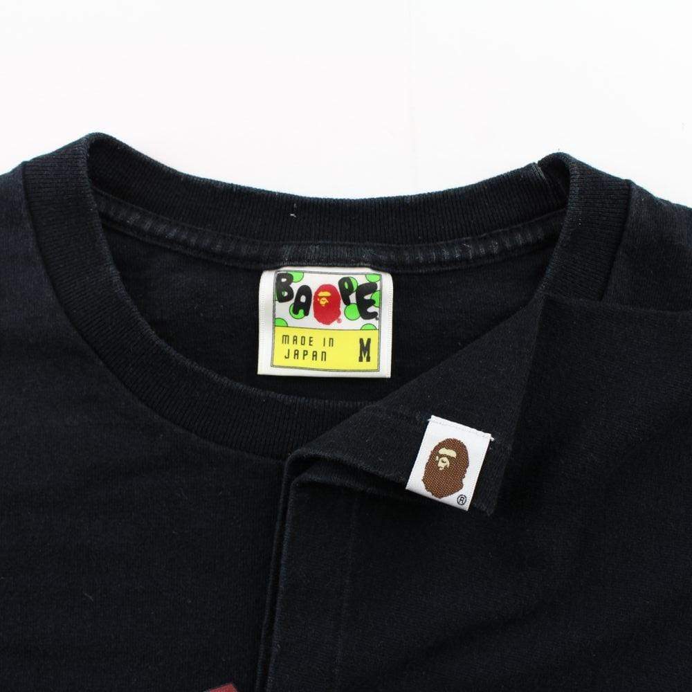 Bape Red & Orange Camo College Logo Tee Black - SaruGeneral