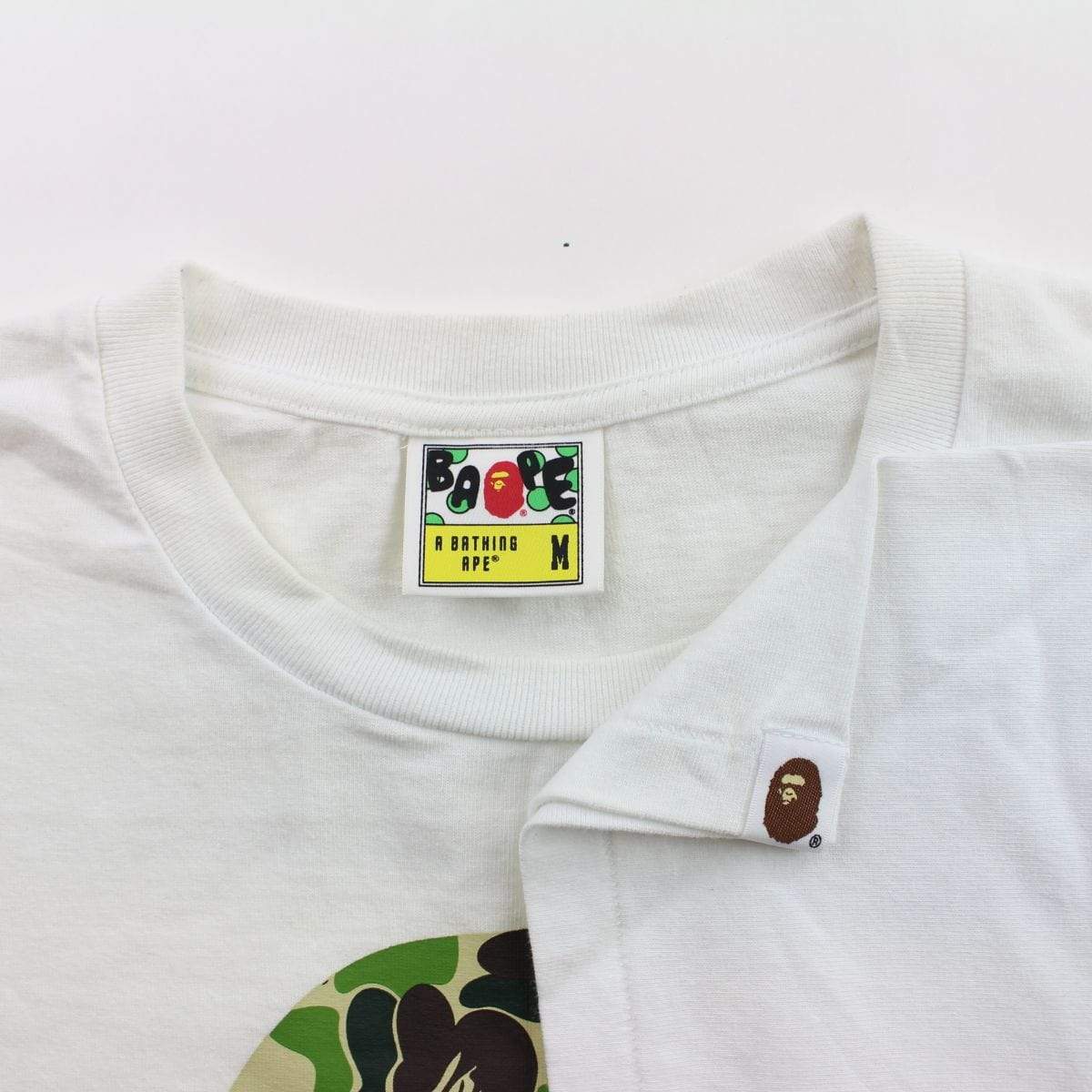 Bape ABC Green Camo Big Ape Logo Tee White - SaruGeneral