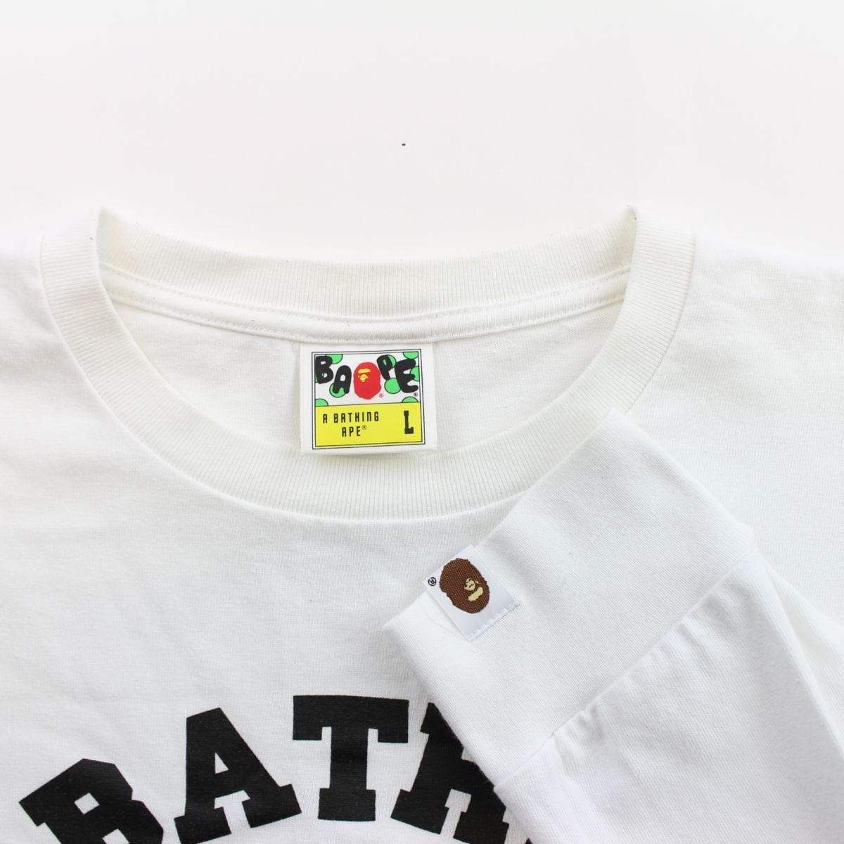 Bape Original College Logo LS White - SaruGeneral