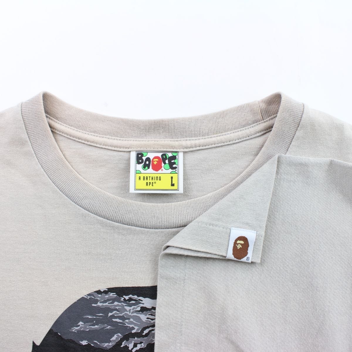 Bape Grey Tiger Camo Big Ape Logo Tee tan - SaruGeneral