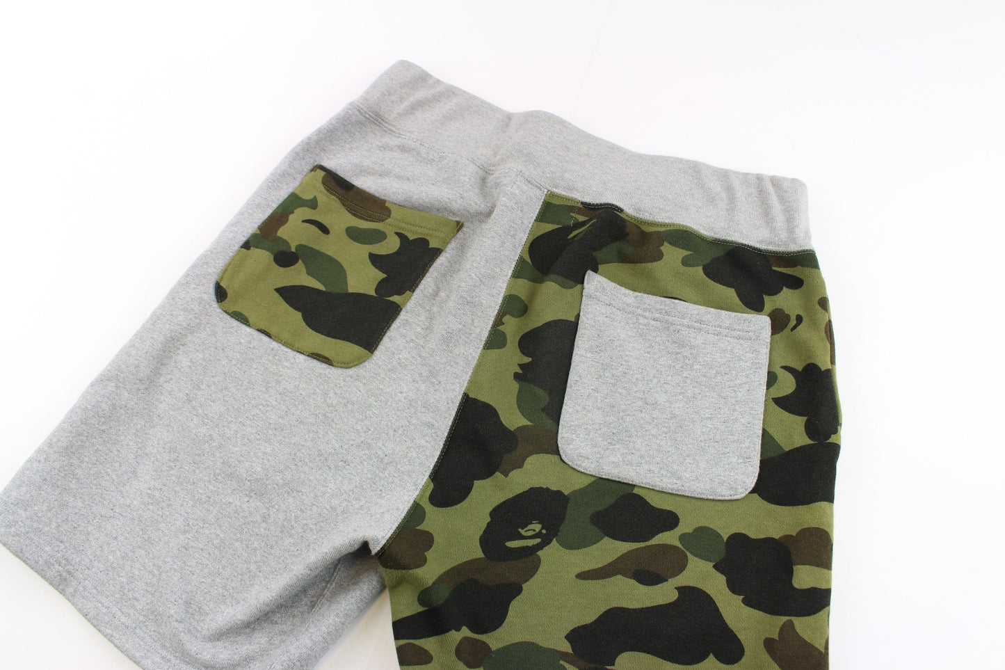 bape grey/1st green camo shark sweatshorts - SaruGeneral
