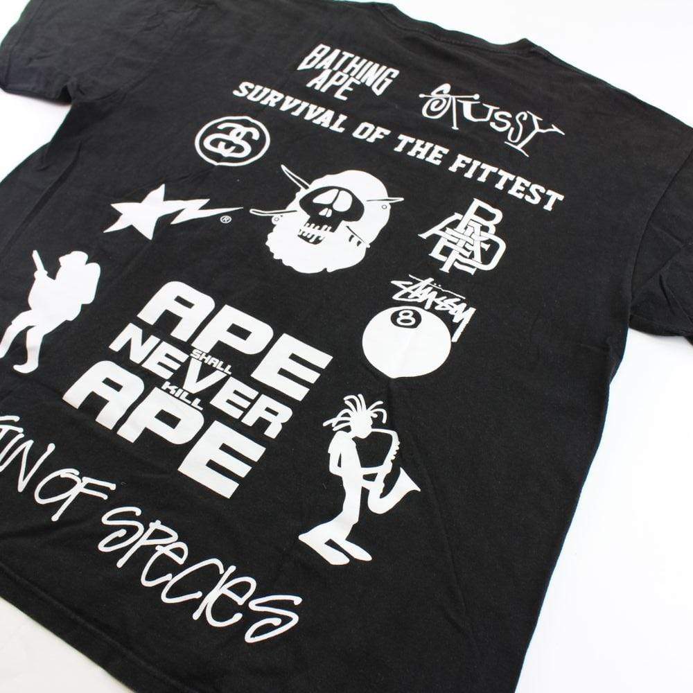 Bape x Stussy Survival of the Fittest Tee Black - SaruGeneral