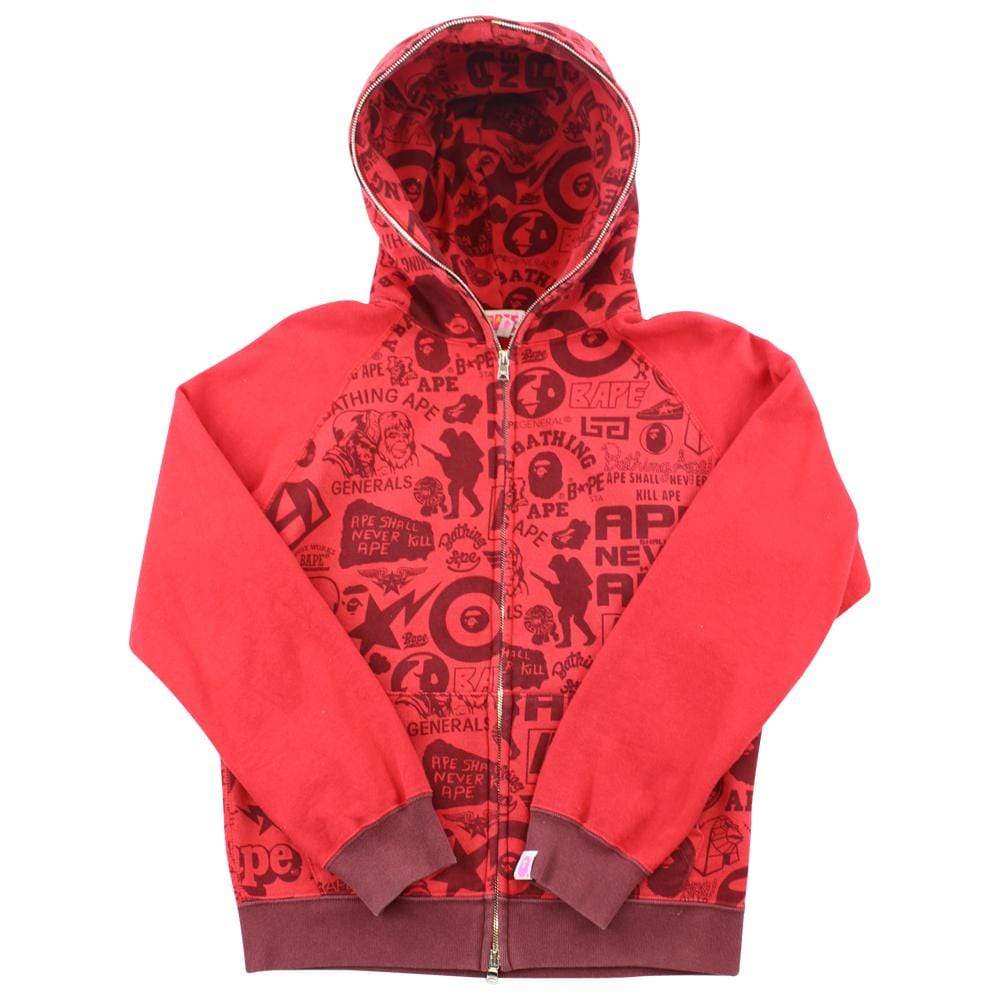 Bape Multi Logo Allover full zip Red - SaruGeneral