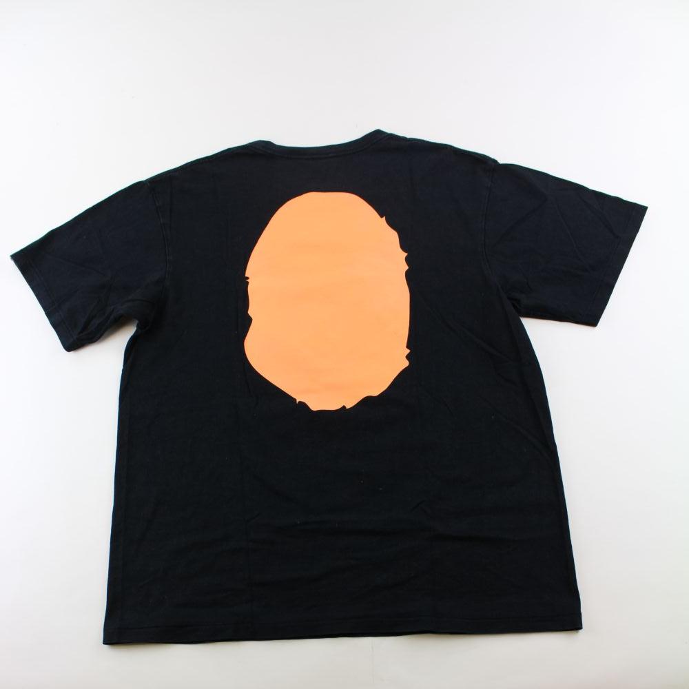 Bape Orange Big Ape Logo Tee Black - SaruGeneral
