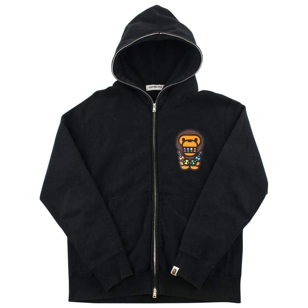 Bape Baby Milo Multi Chain Logo Hoodie Black - SaruGeneral