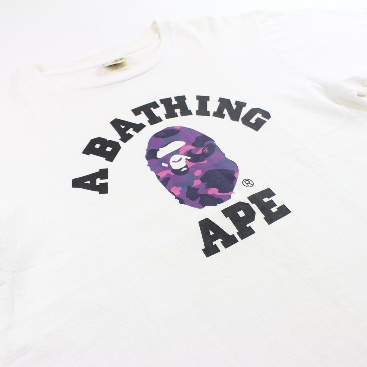 Bape Red motion College Logo Tee White - SaruGeneral