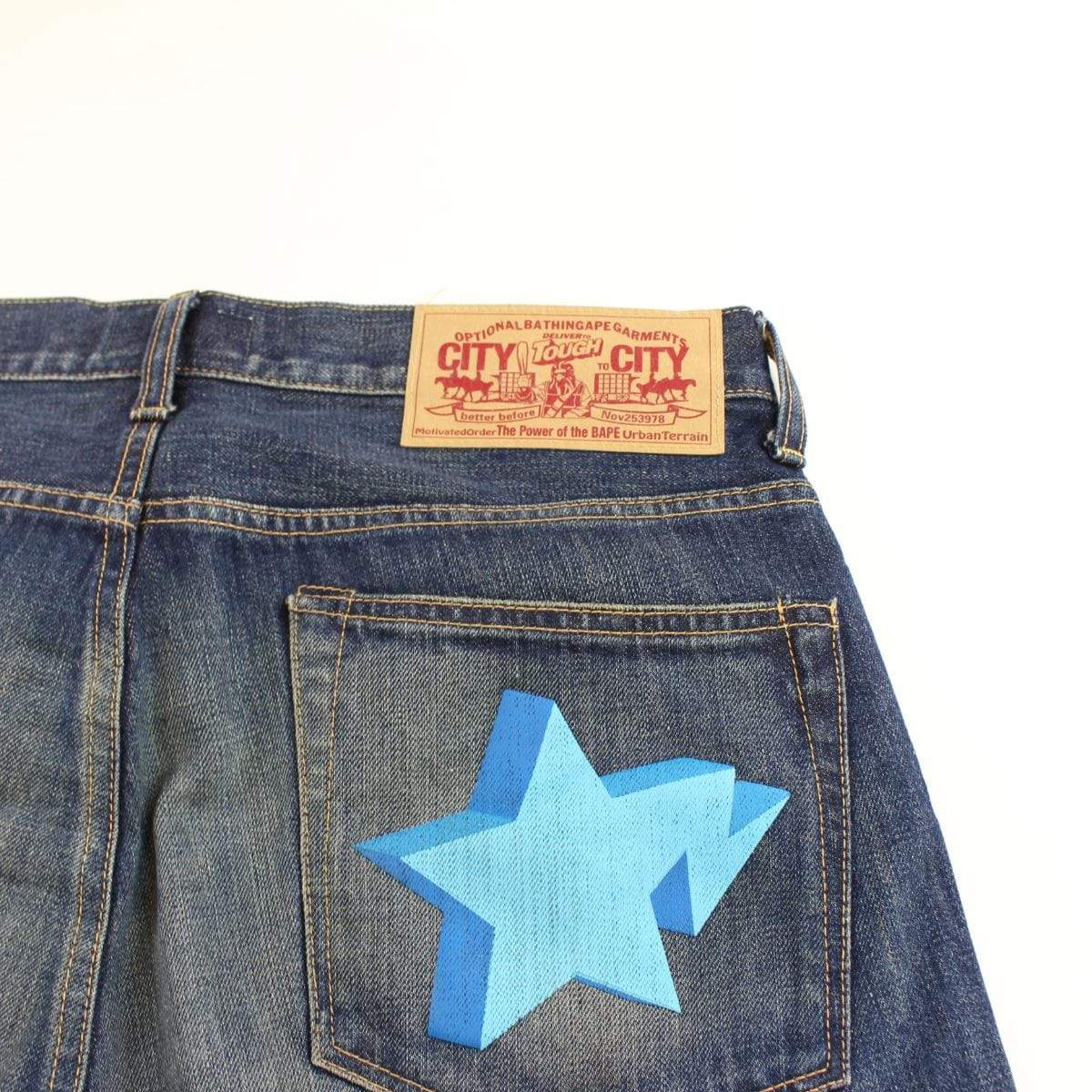 Bape Blue Bapesta denim Shorts - SaruGeneral