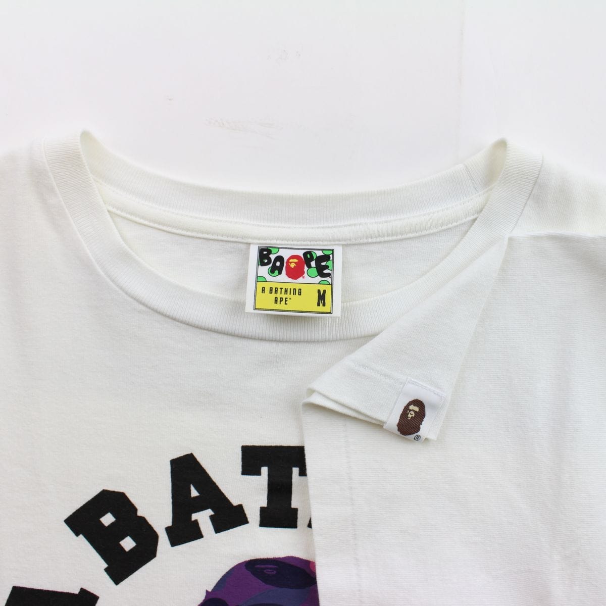 Bape Purple Camo College Logo Tee White 1 - SaruGeneral