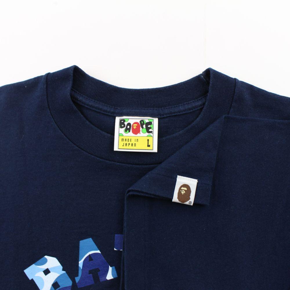Bape Blue Camo College Logo Tee Navy - SaruGeneral