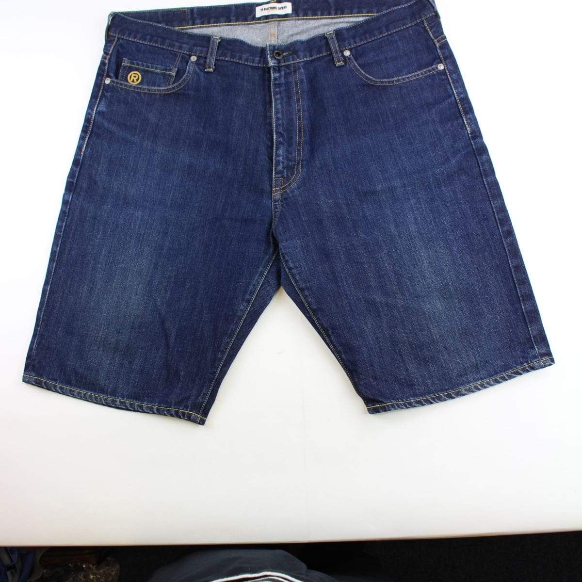 bape purple flame text denim shorts - SaruGeneral