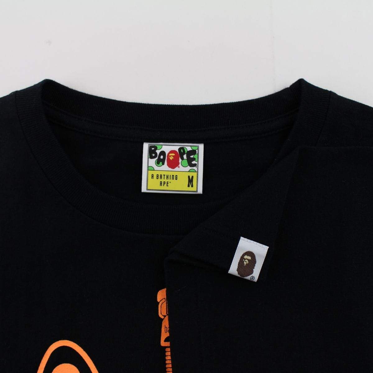 Bape Orange Shark Face Tee Black - SaruGeneral