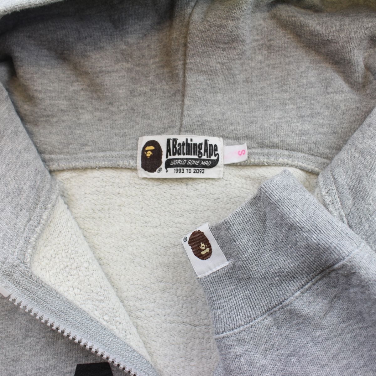 Bape Black Text Logo Hoodie Grey - SaruGeneral