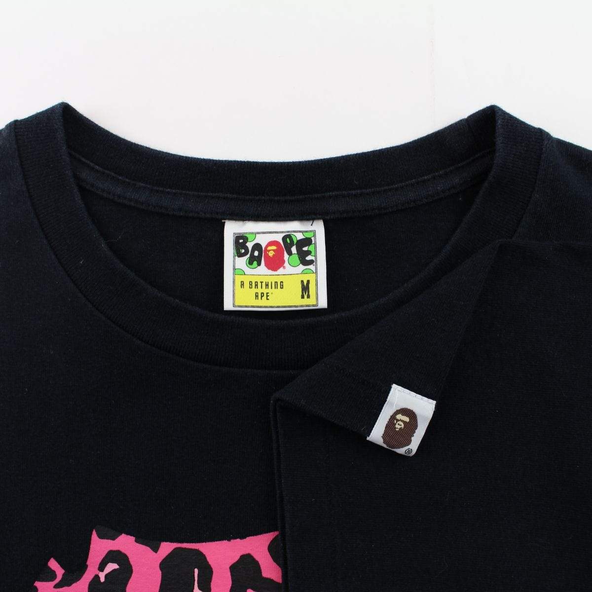 Bape Pink Leopard Print Ape Face Tee Black - SaruGeneral