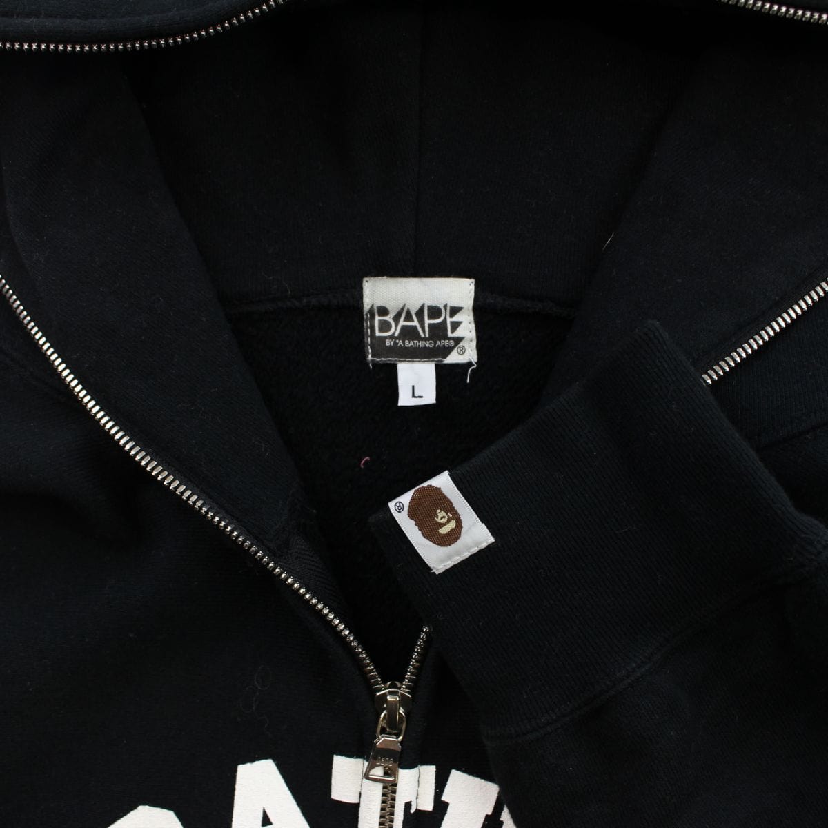 Bape College Logo Full Zip Hoodie Black - SaruGeneral