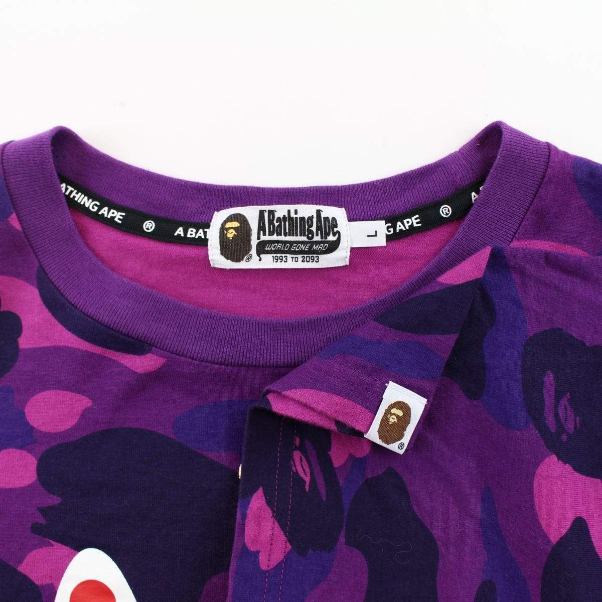 Bape Purple Camo Shark Face Tee - SaruGeneral
