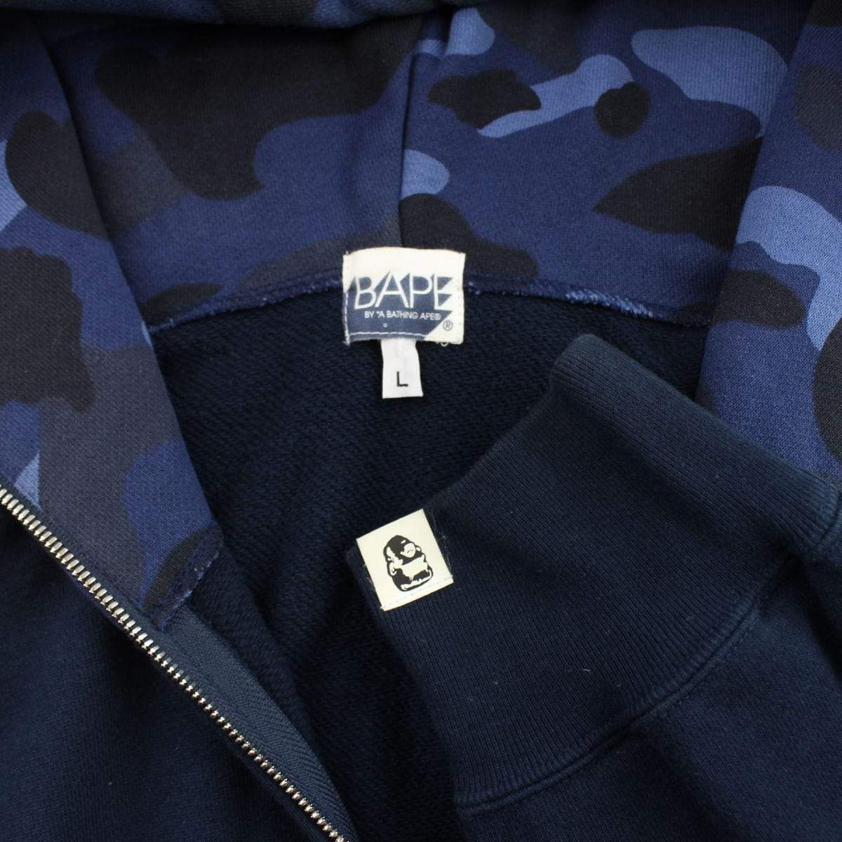 bape navy blue camo shark hoodie - SaruGeneral
