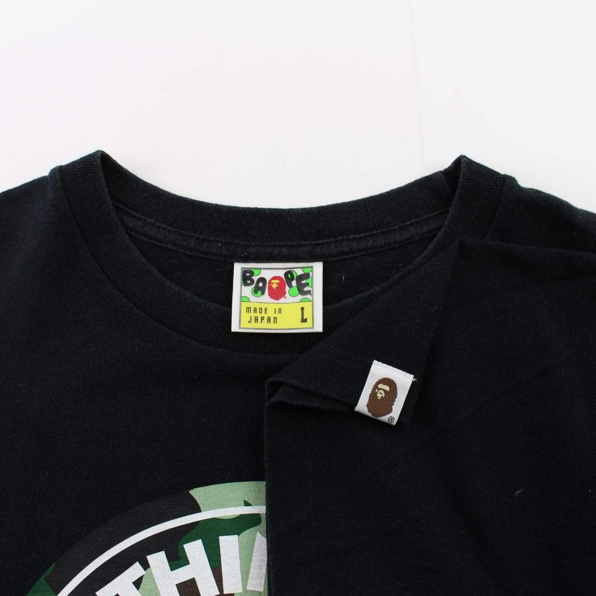 Bape 1st Green Busy Works Logo Tee Black - SaruGeneral