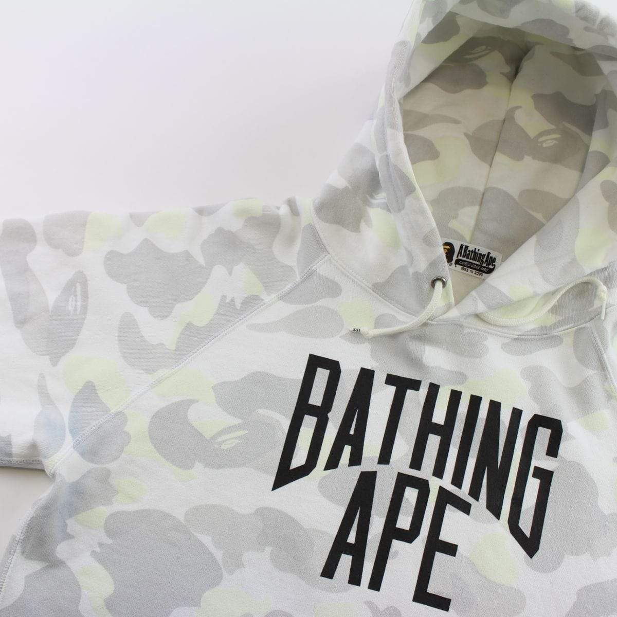 Bape White Camo Text Hoodie - SaruGeneral