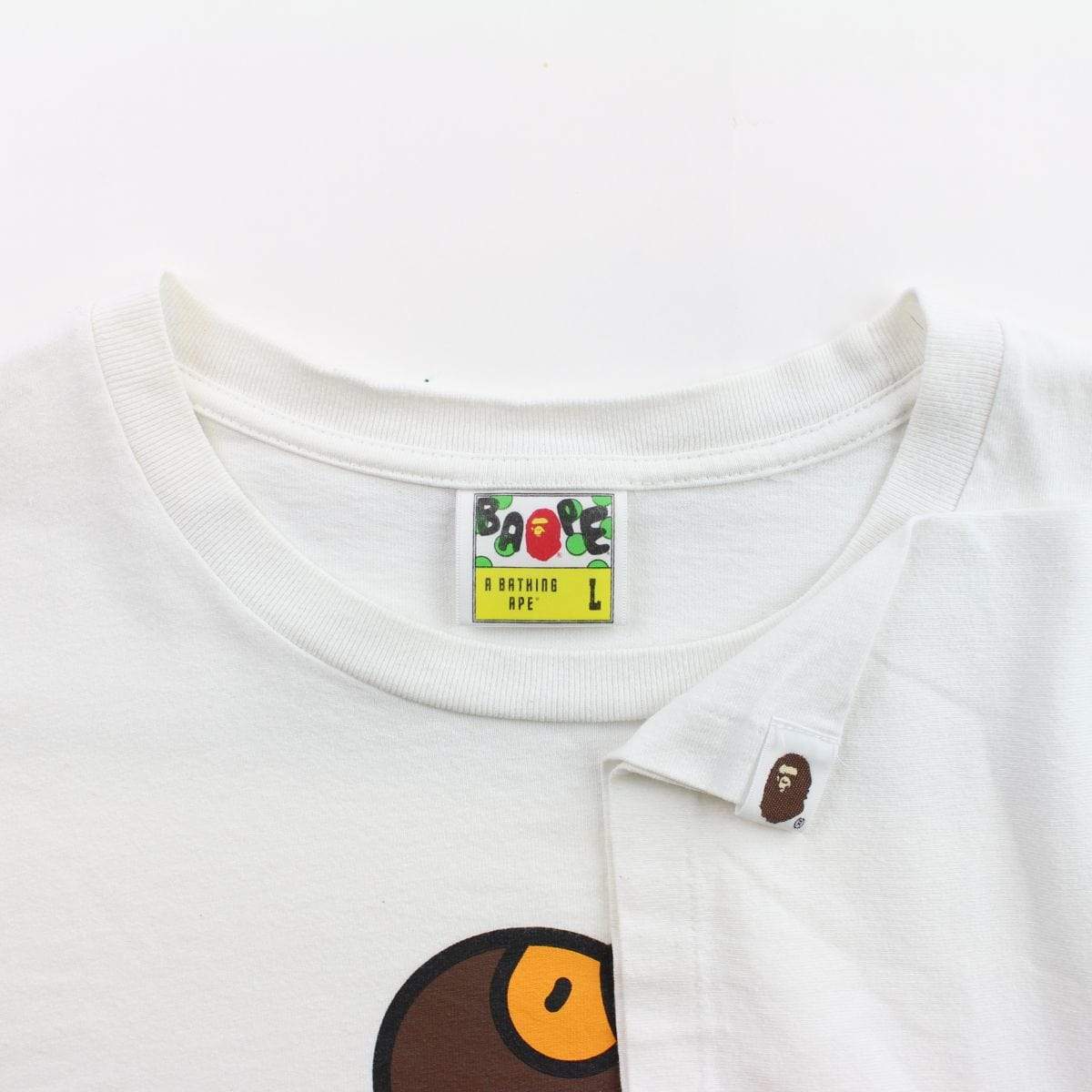 Bape Sleeping Baby Milo Text Tee White - SaruGeneral