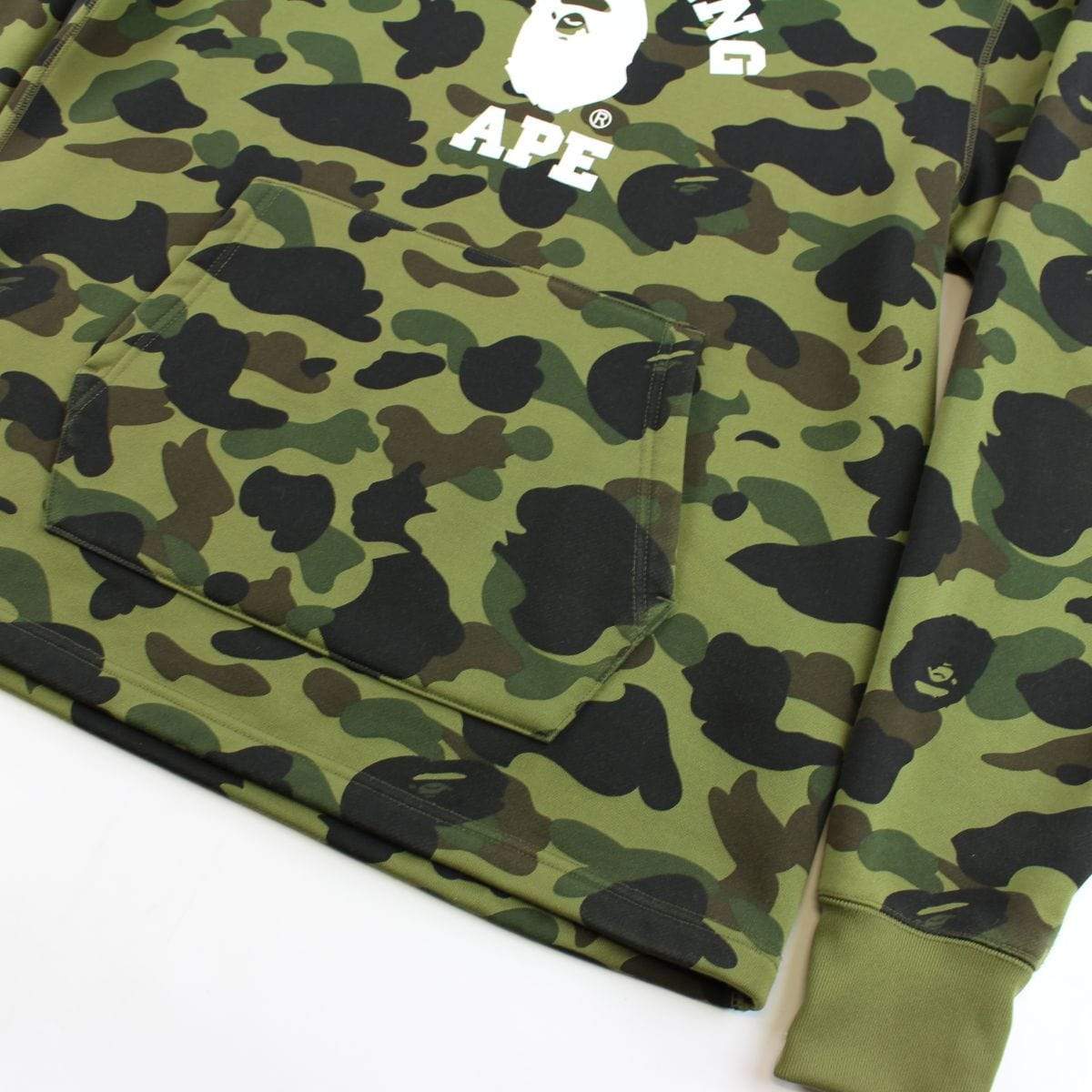 Bape 1st Green Camo College Logo Hoodie - SaruGeneral