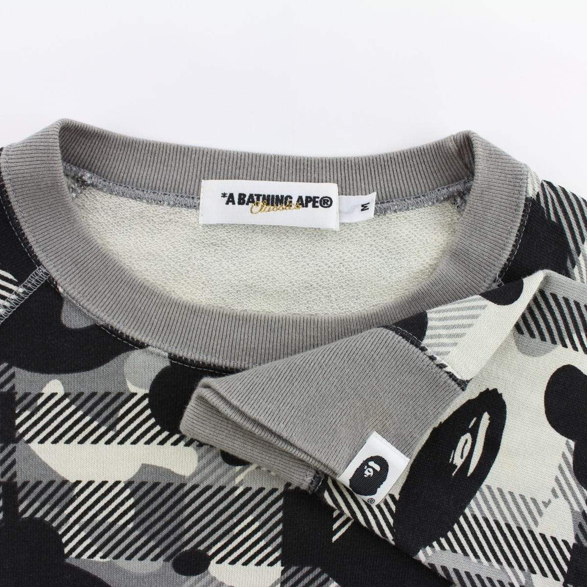 Bape Grey Camo & Plaid Crewneck - SaruGeneral