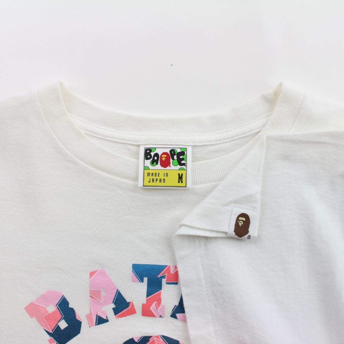 Bape pink Stars College Logo Tee White - SaruGeneral