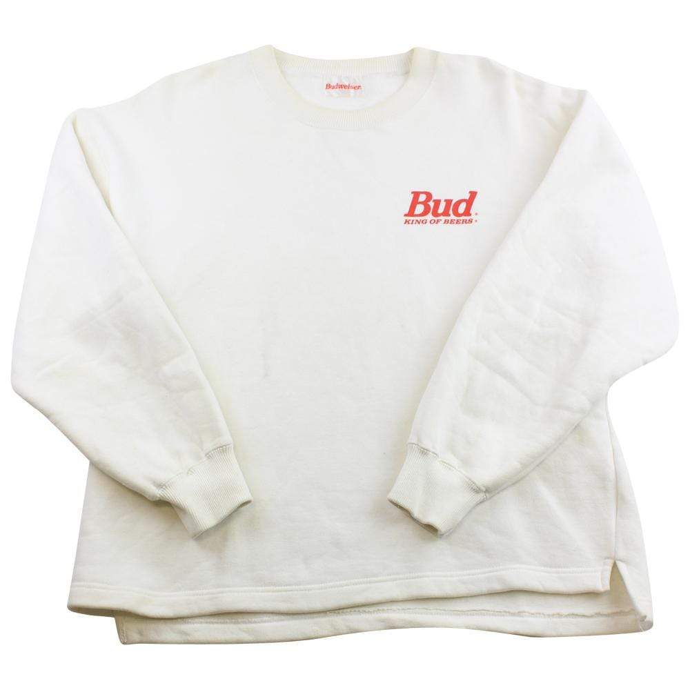 Budweiser Snowboarding Logo Crewneck White - SaruGeneral