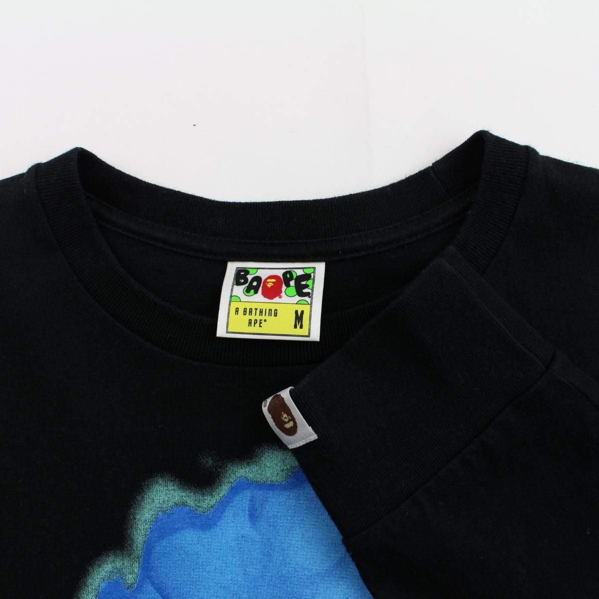 Bape Blue Flame Big Ape Logo LS Black - SaruGeneral