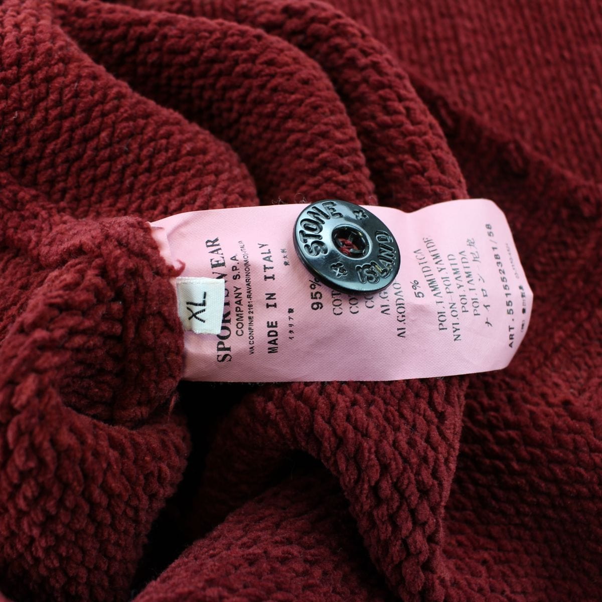 Stone Island Button Up Burgundy Wool Jumper - SaruGeneral