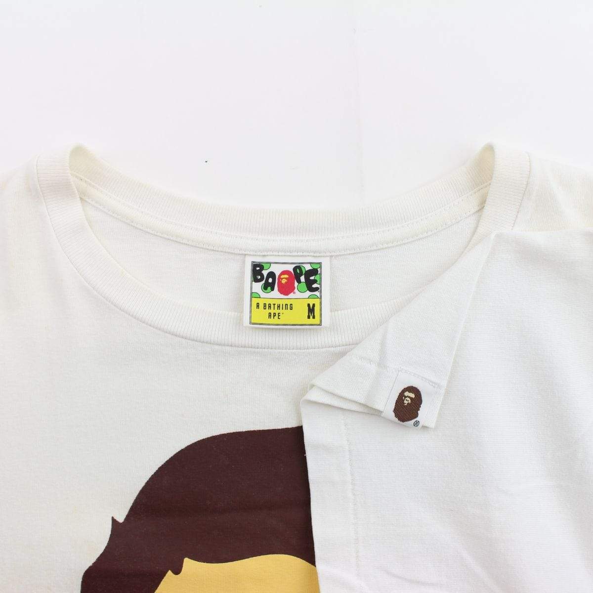 Bape Big Ape Half Text Logo Tee White - SaruGeneral