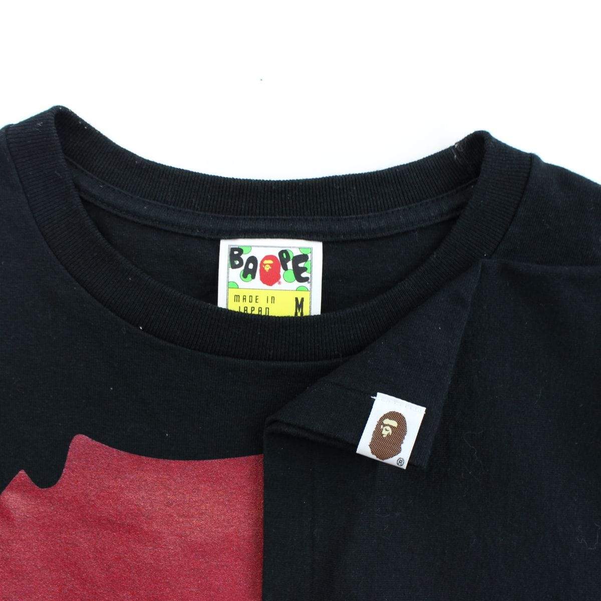 Bape Red Ape Face Logo Tee Black - SaruGeneral