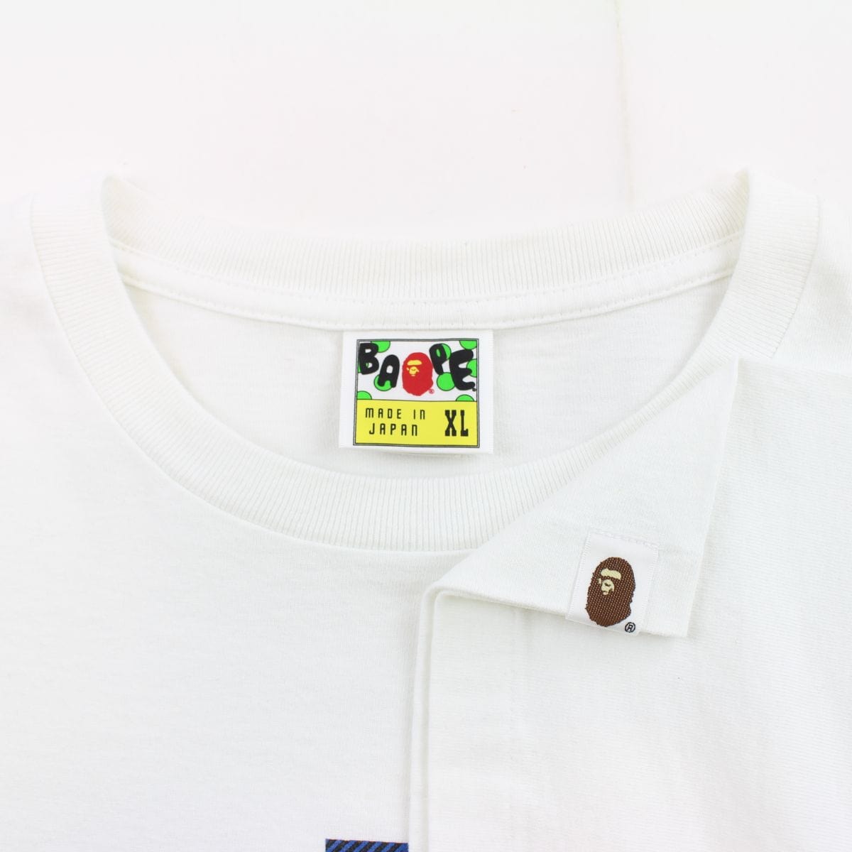 Bape Blue Tartan College Logo Tee White - SaruGeneral