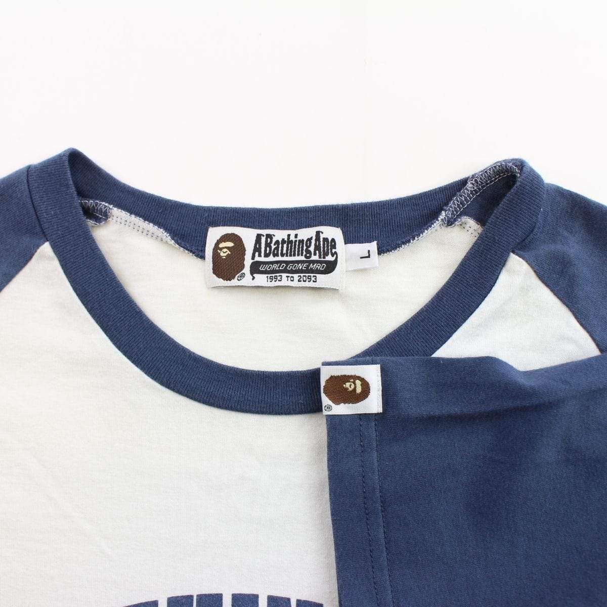 Bape A Bathing Ape Baseball Tee navy white - SaruGeneral