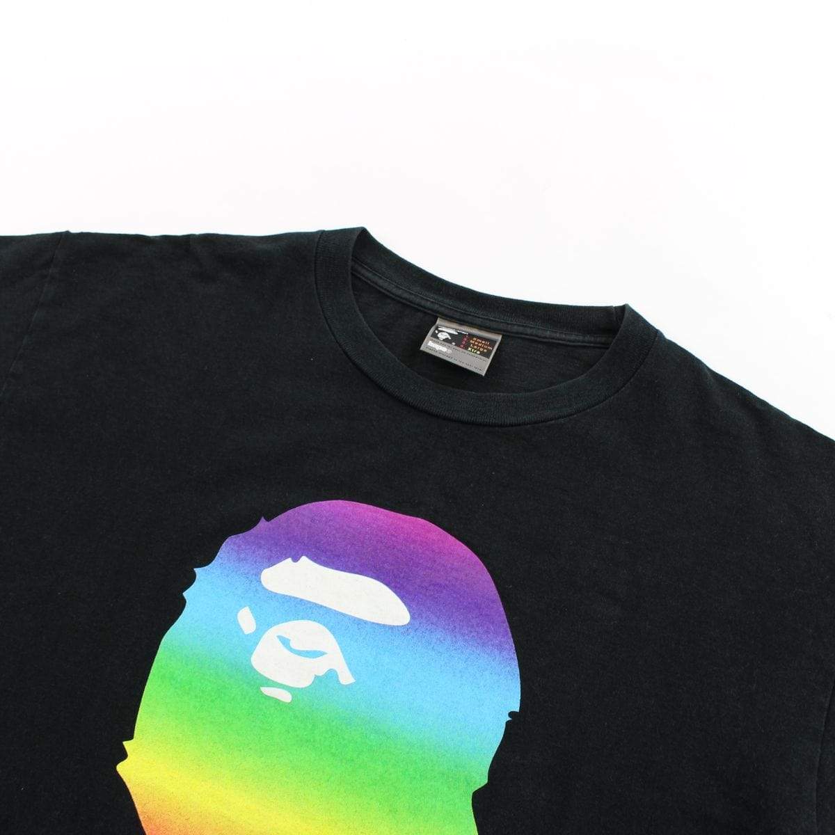 Bape Rainbow Big Ape Logo Tee Black - SaruGeneral
