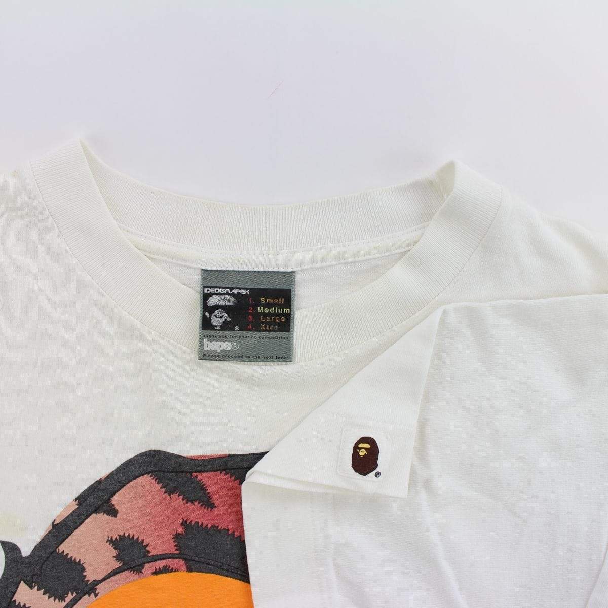 Bape Red Leopard Print Big Ape Logo Tee White - SaruGeneral