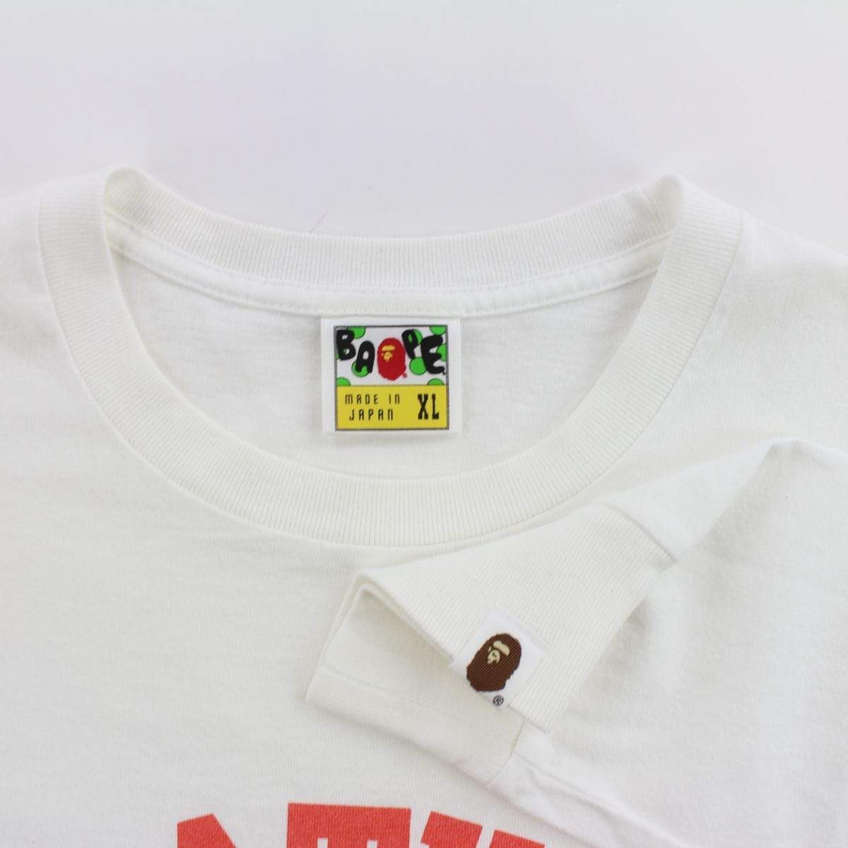 Bape Red College Logo LS White - SaruGeneral