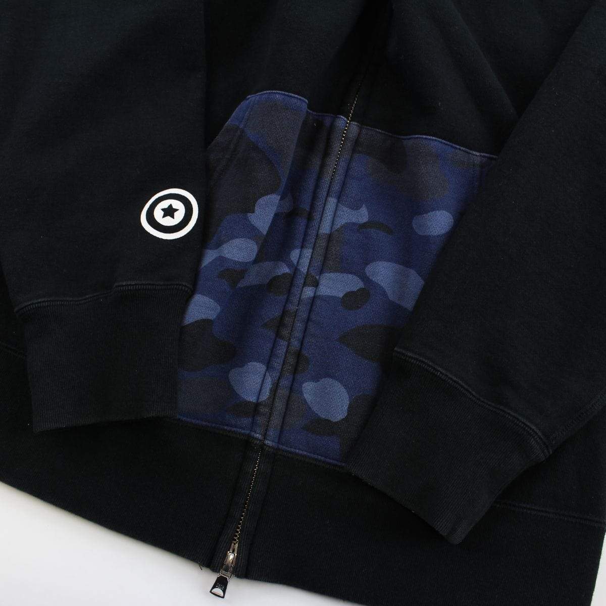 Bape Blue Camo Shark Face Hoodie Black - SaruGeneral