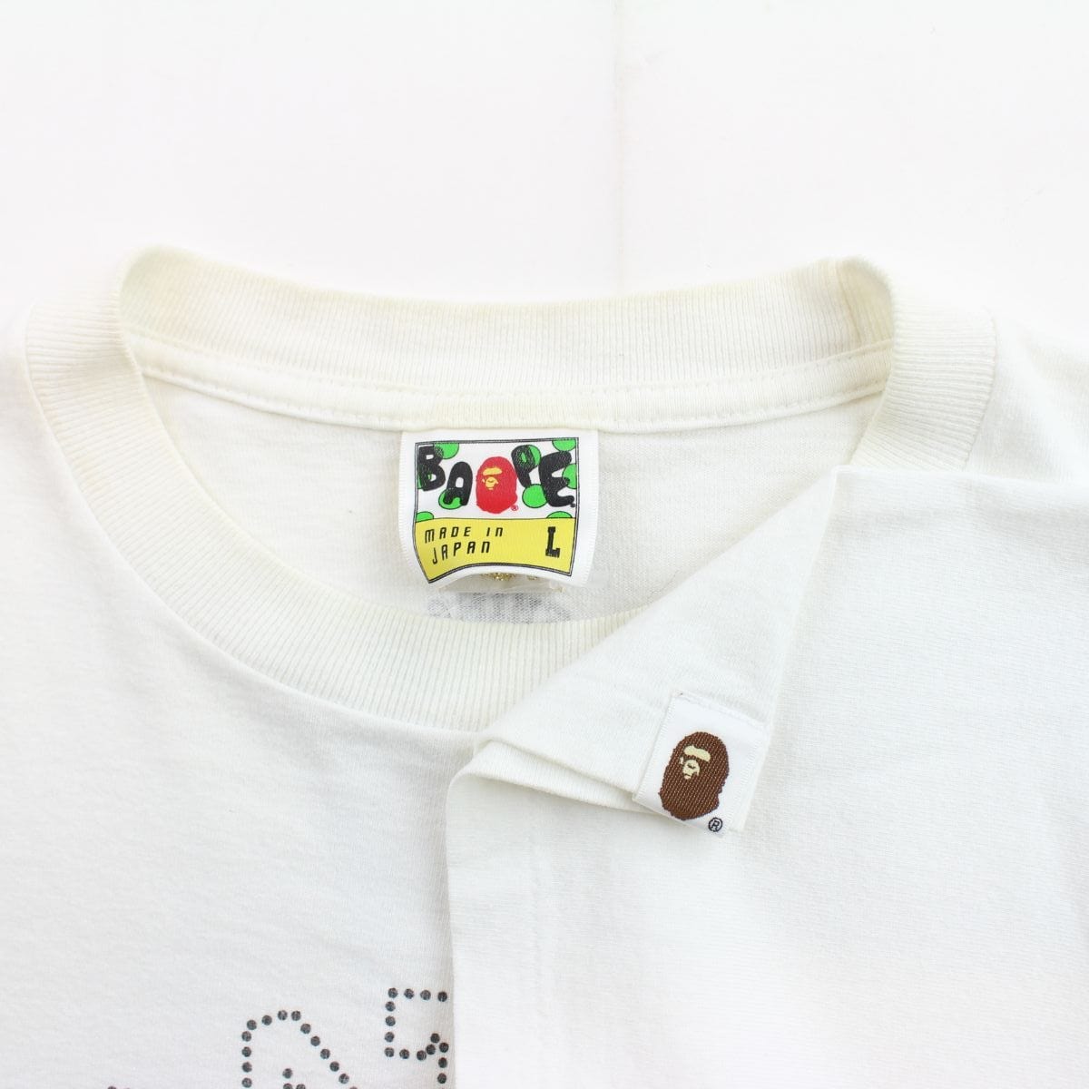 Bape Dot College Logo Tee White - SARUUK