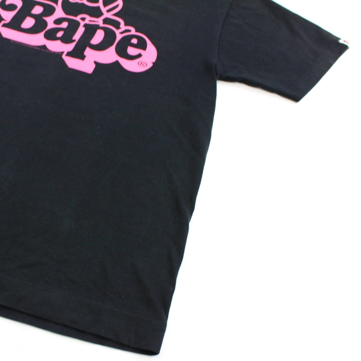 Bape Sleeping Milo Pink Text Tee Black - SARUUK