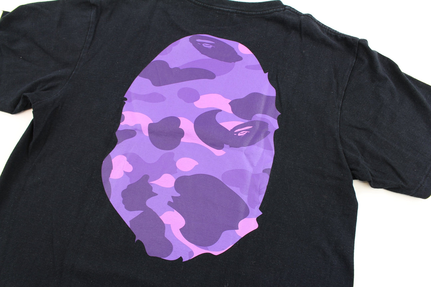 Bape Purple Camo Big Ape Logo Tee Black - SARUUK